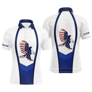 Mens American Flag Eagle Polo Shirts, Custom Name Best Golf Shirts For Men, Golfer Gifts LDT0028