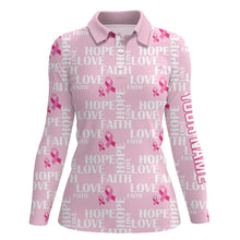 Load image into Gallery viewer, Pink Ribbon Faith Love Hope Breast Cancer Awareness Golf Polo Shirts Golf Shirts For Women LDT0503