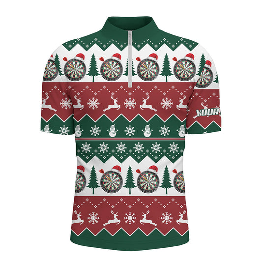 Christmas Tree Snowflakes Darts Quarter-Zip Shirt Custom Christmas Darts Shirt For Men LDT0804