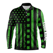 Load image into Gallery viewer, St. Patrick&#39;s Day American Flag Mens Golf Polo Shirt Green Clover Leaf Patriotic Golf Tops For Men LDT1039