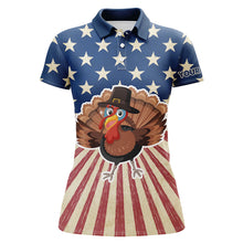 Load image into Gallery viewer, Turkey Bird Thanksgiving American Flag Golf Polo Shirt Womens Patriotic Golf Tops Golf Gifts LDT0841