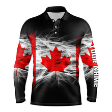 Load image into Gallery viewer, Smoky Canada Flag Mens Golf Polo Shirts Custom Name Patriotic Golf Shirts For Men Golf Gifts LDT1458