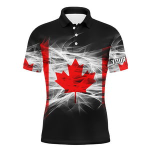 Smoky Canada Flag Mens Golf Polo Shirts Custom Name Patriotic Golf Shirts For Men Golf Gifts LDT1458