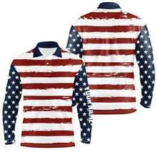 Load image into Gallery viewer, American Flag Patriotic All Over Print Mens Golf Polo Shirt Custom Retro Usa Golf Shirt For Men LDT0541