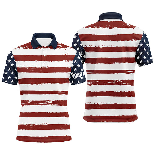 American Flag Patriotic All Over Print Mens Golf Polo Shirt Custom Retro Usa Golf Shirt For Men LDT0541