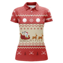 Load image into Gallery viewer, Reindeer Christmas Golf Polo Shirt Customized Red Winter Golf Shirts For Women Xmas Golf Gift LDT0851