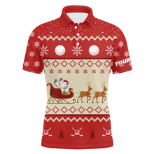 Load image into Gallery viewer, Reindeer Christmas Golf Mens Polo Shirt Customized Red Winter Golf Shirts For Men Xmas Golf Gifts LDT0851