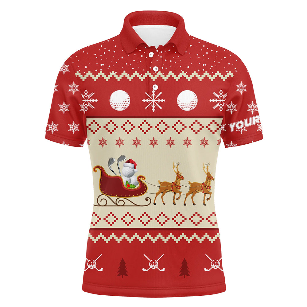 Reindeer Christmas Golf Mens Polo Shirt Customized Red Winter Golf Shirts For Men Xmas Golf Gifts LDT0851