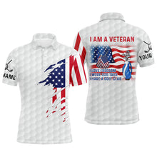 Load image into Gallery viewer, I Am A Veteran American Flag Patriotic Mens Golf Polo Shirt White Golf Shirts For Men Golf Gifts LDT0565