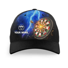 Load image into Gallery viewer, Personalized Thunder Lightning Blue Baseball Darts Hat Custom Dart Caps For Team Darts Gift LDT1276
