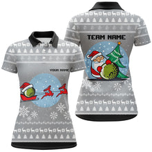 Load image into Gallery viewer, Grey Christmas Golf Polo Shirt With Reindeer &amp; Santa Custom Golf Tops For Women Golfing Gifts LDT0582