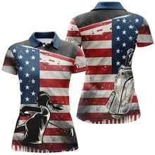 Load image into Gallery viewer, Retro American Flag Golf Women Polo Shirt Custom Name Patriotic Golf Tops For Women Golf Gift LDT0884