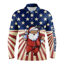 Load image into Gallery viewer, Santa Christmas Vintage American Flag Mens Golf Polo Shirts Funny Golf Shirts For Men Golf Gifts LDT0592