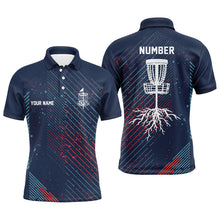 Load image into Gallery viewer, Blue Red Geometric Pattern Mens Disc Golf Polo Shirt Cool Golf Shirts For Men Golf Gifts LDT0596
