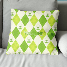 Load image into Gallery viewer, Green Argyle Pattern Golf Ball Custom Pillow Personalized Golfer Gifts LDT1096