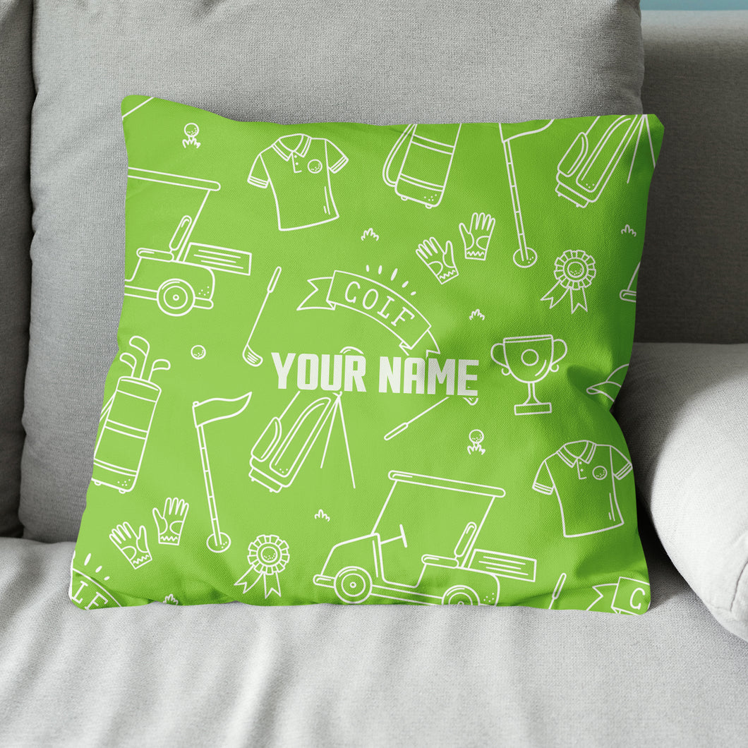 Green Golf Equipment Seamless Custom Name Pillow Personalized Golf Gifts LDT1097