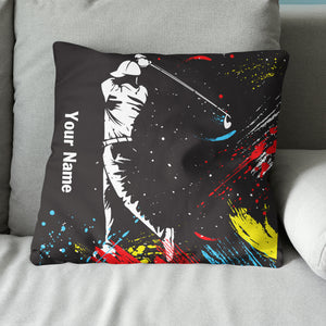 Colorful Watercolor Golfer Custom Pillow Personalized Cool Golf Gifts LDT1113