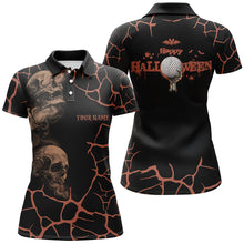 Load image into Gallery viewer, Orange Happy Halloween Skull Golf Polo Shirts Spooky Halloween Golf Gift Idea For Women LDT0323