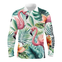 Load image into Gallery viewer, Pink Flamingo Tropical Pattern Mens Golf Polo Shirt Custom Golf Shirts For Men Golf Gifts LDT1310