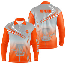 Load image into Gallery viewer, Orange &amp; Grey Mens Disc Golf Polo Shirts Customized Disc Golf Tops For Men Golfing Gifts LDT1322
