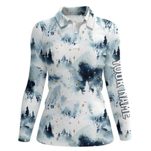 Load image into Gallery viewer, Watercolor Winter Forest Christmas Trees Golf Polo Shirts Christmas Golf Shirts For Women LDT0658