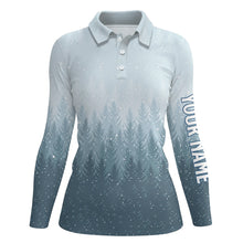 Load image into Gallery viewer, Winter Night Forest Christmas Golf Polo Shirts Snow Blue Golf Shirts For Women Golfing Gifts LDT0660