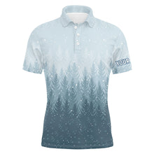 Load image into Gallery viewer, Winter Night Forest Christmas Mens Golf Polo Shirts Snow Blue Golf Shirts For Men Golfing Gifts LDT0660