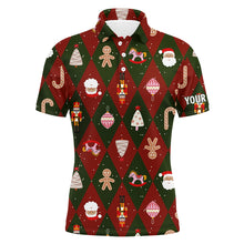 Load image into Gallery viewer, Festive Christmas Icons Golf Mens Polo Shirts Red Green Argyle Golf Shirts For Men Golf Gifts LDT0663