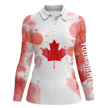 Load image into Gallery viewer, Watercolor Grunge Canada Flag Women Golf Polo Shirts Canadian Patriotic Golf Shirts For Women LDT0665