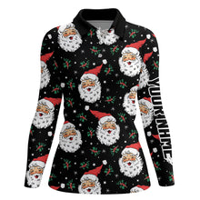 Load image into Gallery viewer, Santa Claus With Holly &amp; Snowflakes Christmas Golf Polos Vintage Cute Golf Shirts For Women LDT0676