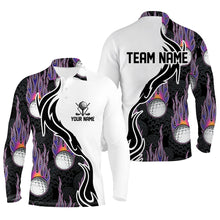 Load image into Gallery viewer, Fire Golf Ball Flames Mens Golf Polo Shirts, Personalized Golf Shirts For Men, Golfing Gifts LDT0128