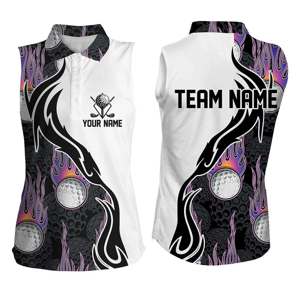 Fire Golf Ball Flames Womens Sleeveless Golf Shirts Personalized Golf Shirts For Women, Golfing Gifts LDT0128