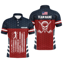 Load image into Gallery viewer, American Flag Golf Pattern Men Polo Shirt Custom Skull Patriotic Golf Shirts For Men Golf Gifts LDT0701
