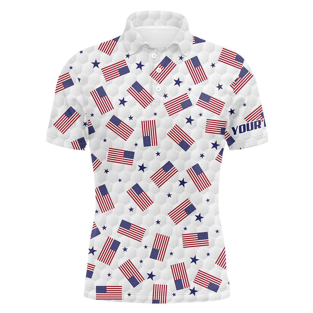 American Flag Golf Pattern Mens Polo Shirts Custom Patriotic Golf Shirts For Men Golf Gifts LDT0388
