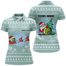 Load image into Gallery viewer, Mint Christmas Golf Polo Shirt With Reindeer &amp; Santa Custom Golf Tops For Women Golfing Gifts LDT0940