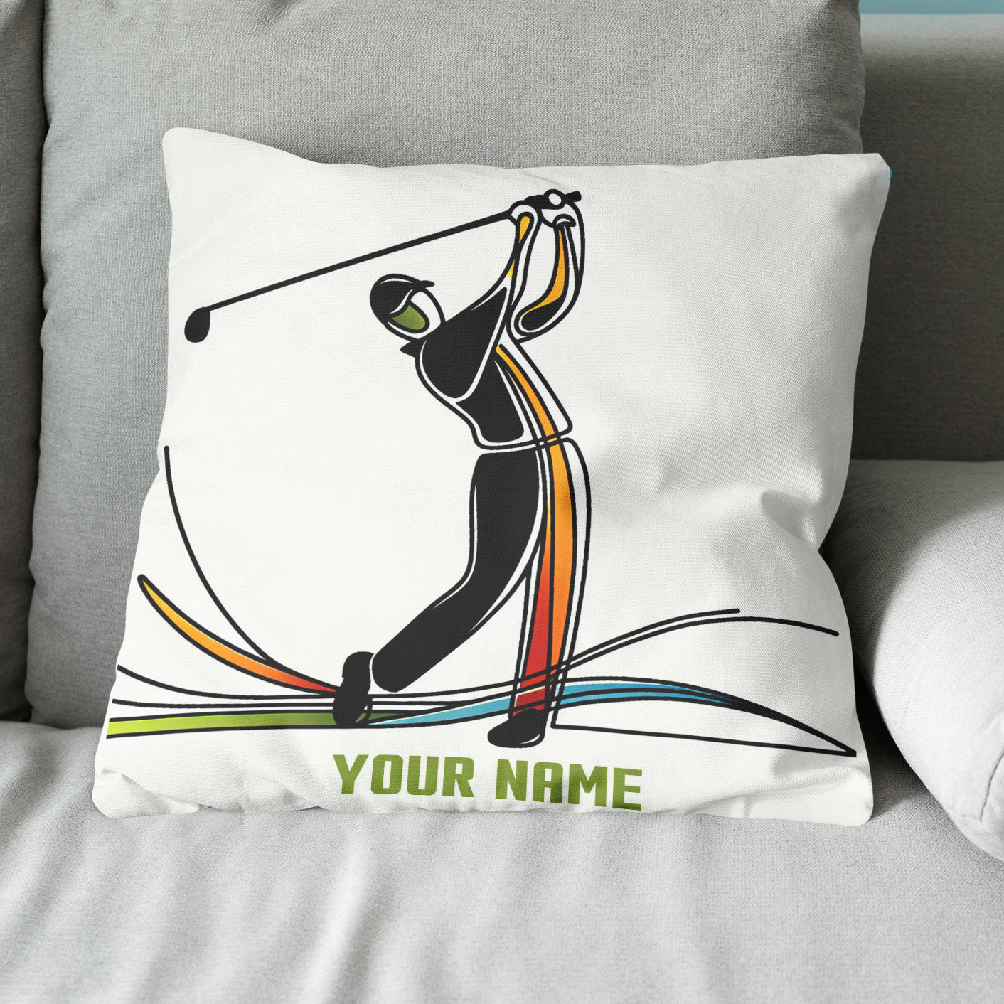 Colorful Continuous Golfer Custom Golf Pillow Personalized Golfing Gifts LDT1162
