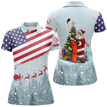 Load image into Gallery viewer, Christmas Usa Flag Golf Polo Shirt Santa Golf Custom Winter Patriotic Golf Shirts For Women LDT0941