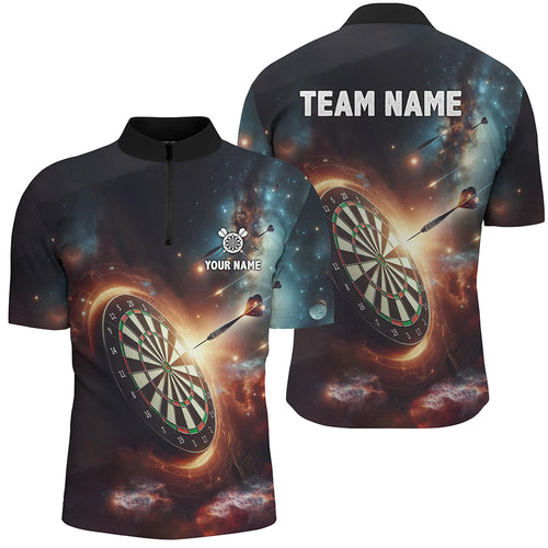 Darts In Galaxy 3D Printed Darts Quarter-Zip Shirt Custom Darts Shirt For Men Dart Jerseys LDT1357