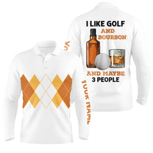 Load image into Gallery viewer, I Like Golf And Bourbon Mens Golf Polo Shirt Custom Yellow Argyle Golf Shirts For Men Golf Gifts LDT0949