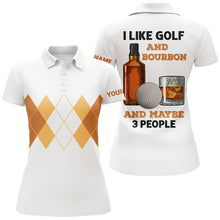 Load image into Gallery viewer, I Like Golf And Bourbon Golf Polo Shirt Custom Yellow Argyle Golf Shirts For Women Golf Gifts LDT0949