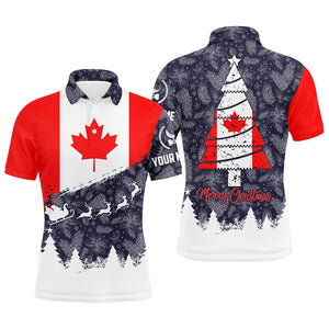 Christmas Canada Flag Golf Mens Polo Shirt Custom Patriotic Golf Shirts For Men Golf Gifts LDT0750