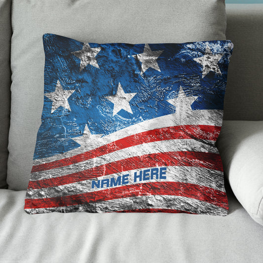 Grunge Retro Usa Flag Custom Pillow Personalized Patriotic Home Gifts LDT1189