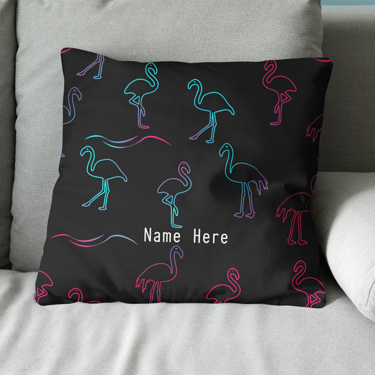 Colorful Neon Flamingo Custom Throw Pillow Personalized Home Decor Gifts LDT1191