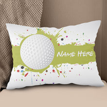 Load image into Gallery viewer, Green Splash Golf Ball Custom Throw Pillow Personalized Golfing Gifts LDT1201