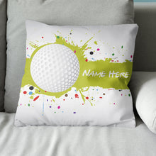 Load image into Gallery viewer, Green Splash Golf Ball Custom Throw Pillow Personalized Golfing Gifts LDT1201