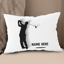 Load image into Gallery viewer, Silhouette Swing Golfer Custom Throw Pillow Personalized Golfing Gifts LDT1211