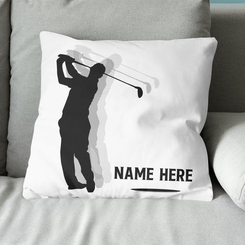 Silhouette Swing Golfer Custom Throw Pillow Personalized Golfing Gifts LDT1211