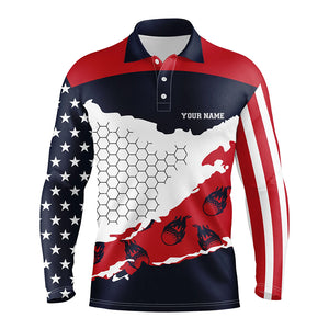 Personalized American Flag Mens Golf Polo Shirts Golf Flame 3D All Over Print Polo Shirt For Men LDT0197