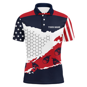 Personalized American Flag Mens Golf Polo Shirts Golf Flame 3D All Over Print Polo Shirt For Men LDT0197