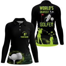 Load image into Gallery viewer, World&#39;s Okayest Golfer Womens Polo Shirt, Customized Green Golf Shirts For Women, Golf Gifts LDT0202